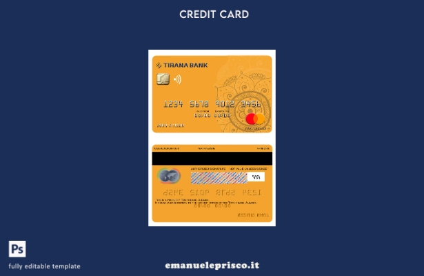 modello di mastercard bancaria Albania Tirana in stile verificato